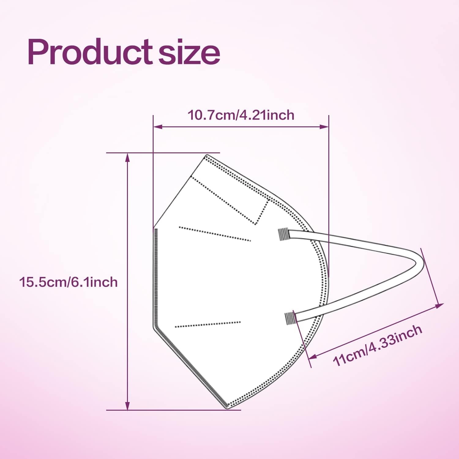 5-Ply KN95 Safety Masks – Disposable, Breathable, Pack of 25 for Men & Women