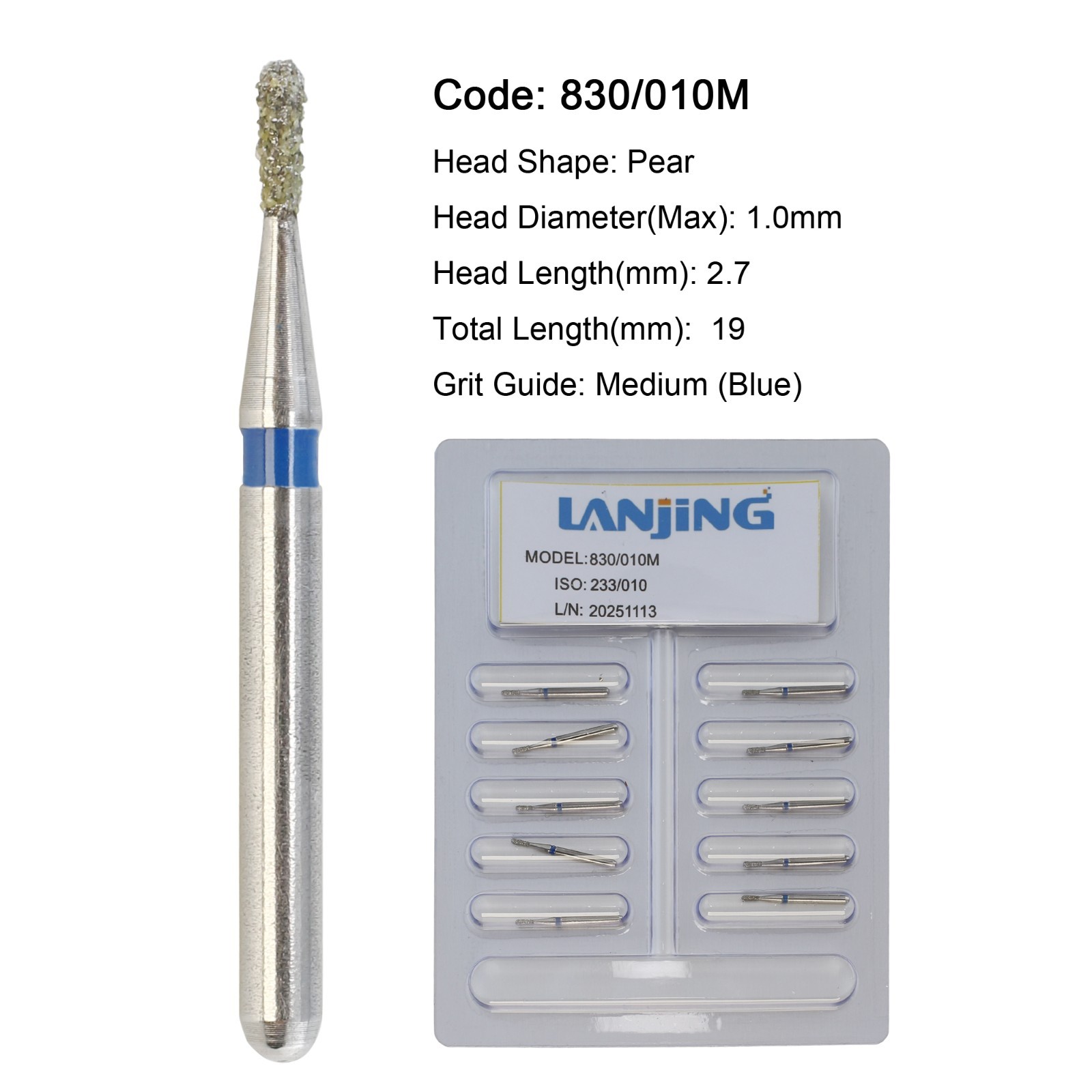 WAVE Dental Carbide Burs Diamond Bur FG Pear 330 High Speed 830/010 830/008 330
