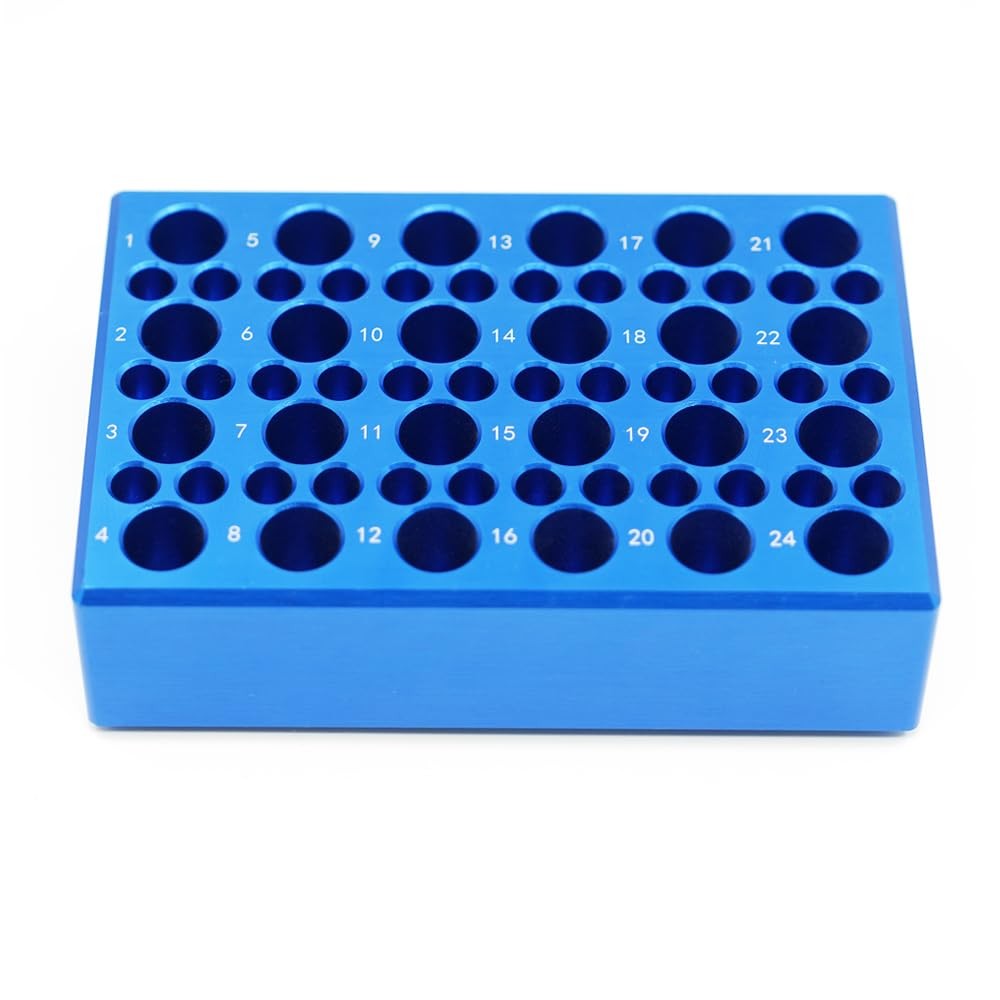 1 Pcs Aluminum Cooler Cooling Block PCR Test Tube Racks, 24-Well for 1.5ml /2…