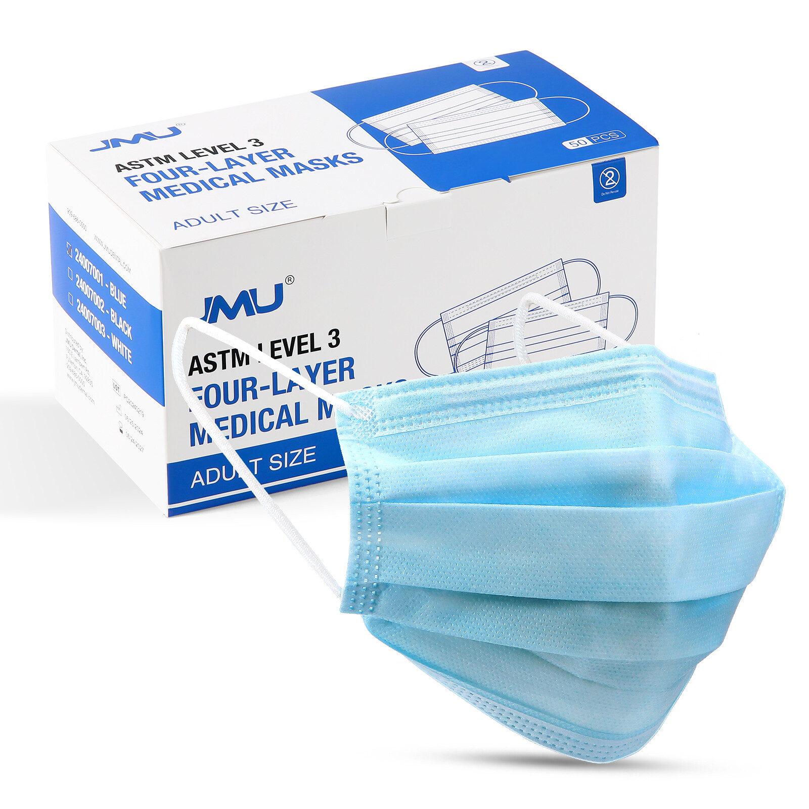 50pcs/box ASTM Medical Respirator Masks Level 3 Four-Layer Adult Size 17.5×9.5cm