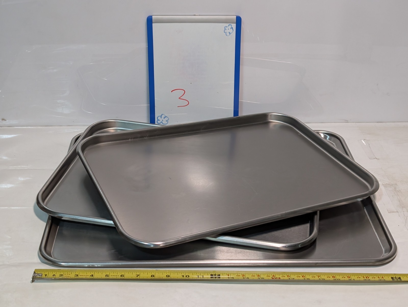 (3) stainless steel surgical trays: Blickman Polar Ware 25F & 1520, Pedigo #20