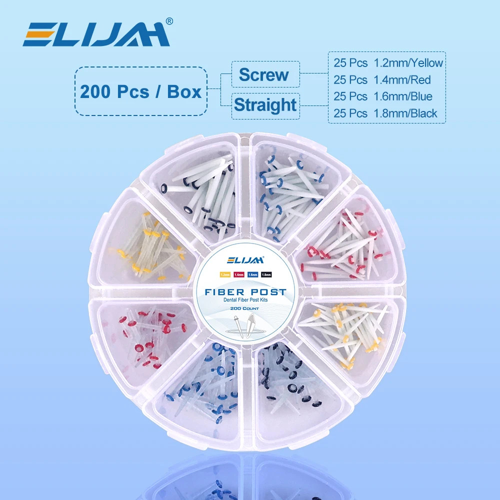 Dental Fiber Post Kit Mixed/Screw/Straight Post Quartz Glass Thread Pile 1Box-US