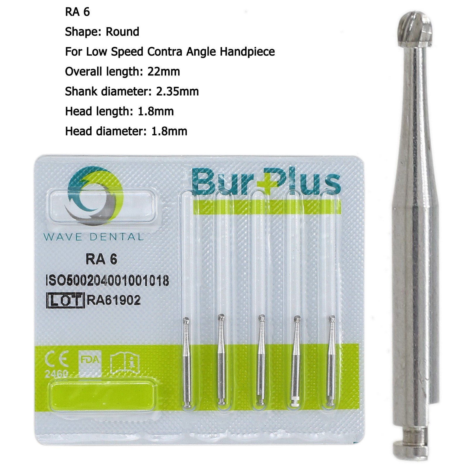 Wave Dental Carbide Round Latch Burs Surgical Burs RA Slow Speed Long 26mm 22mm