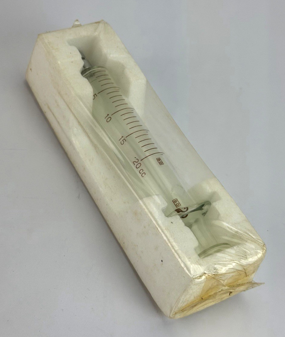 NOS BD Multifit 20cc Reusable Glass Syringe w/ Metal Luer-Lock Tip