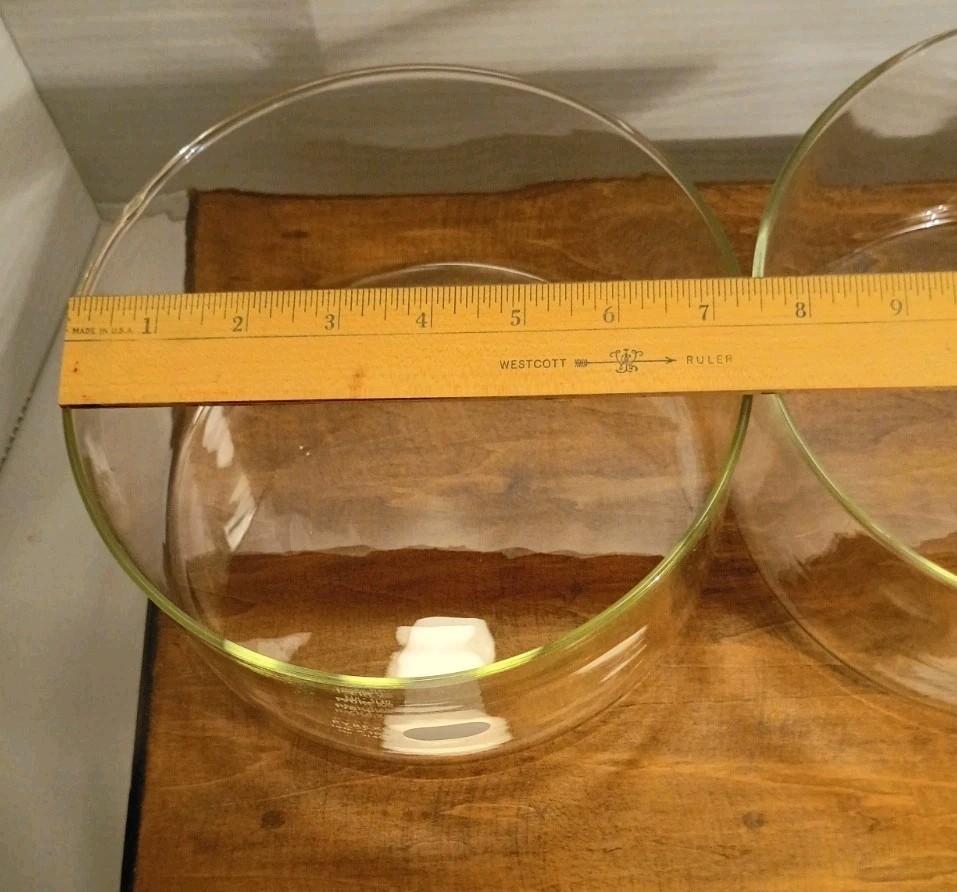 Vintage NO. 3140-190 PYREX® Glass 190 x 100 2pcs Crystallizing Dish Made in USA.