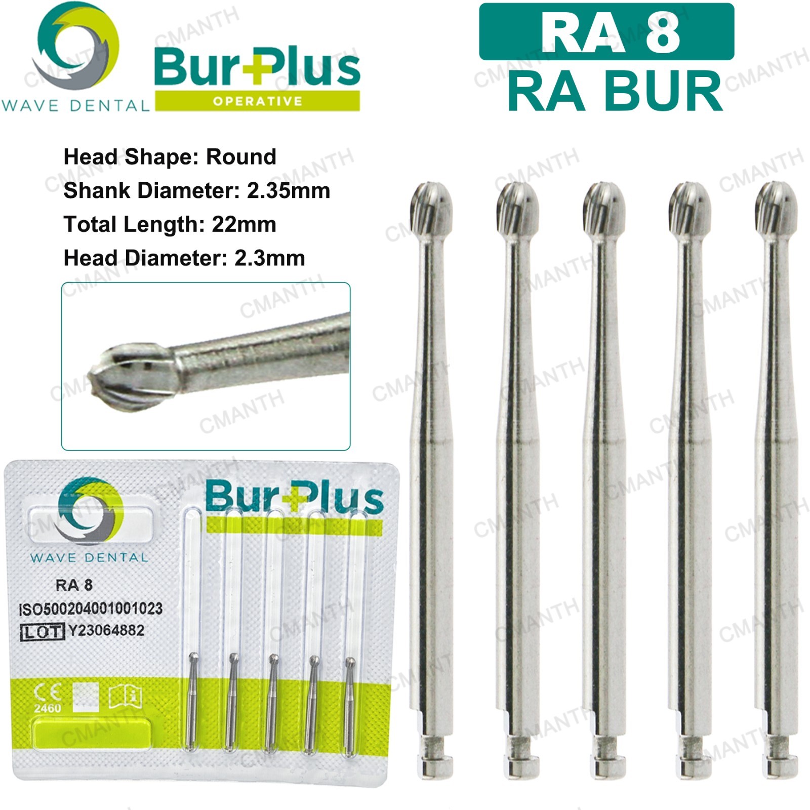 WAVE Tungsten Carbide Burs Dental Round Latch Carbide Bur RA 1-10 For Slow Speed