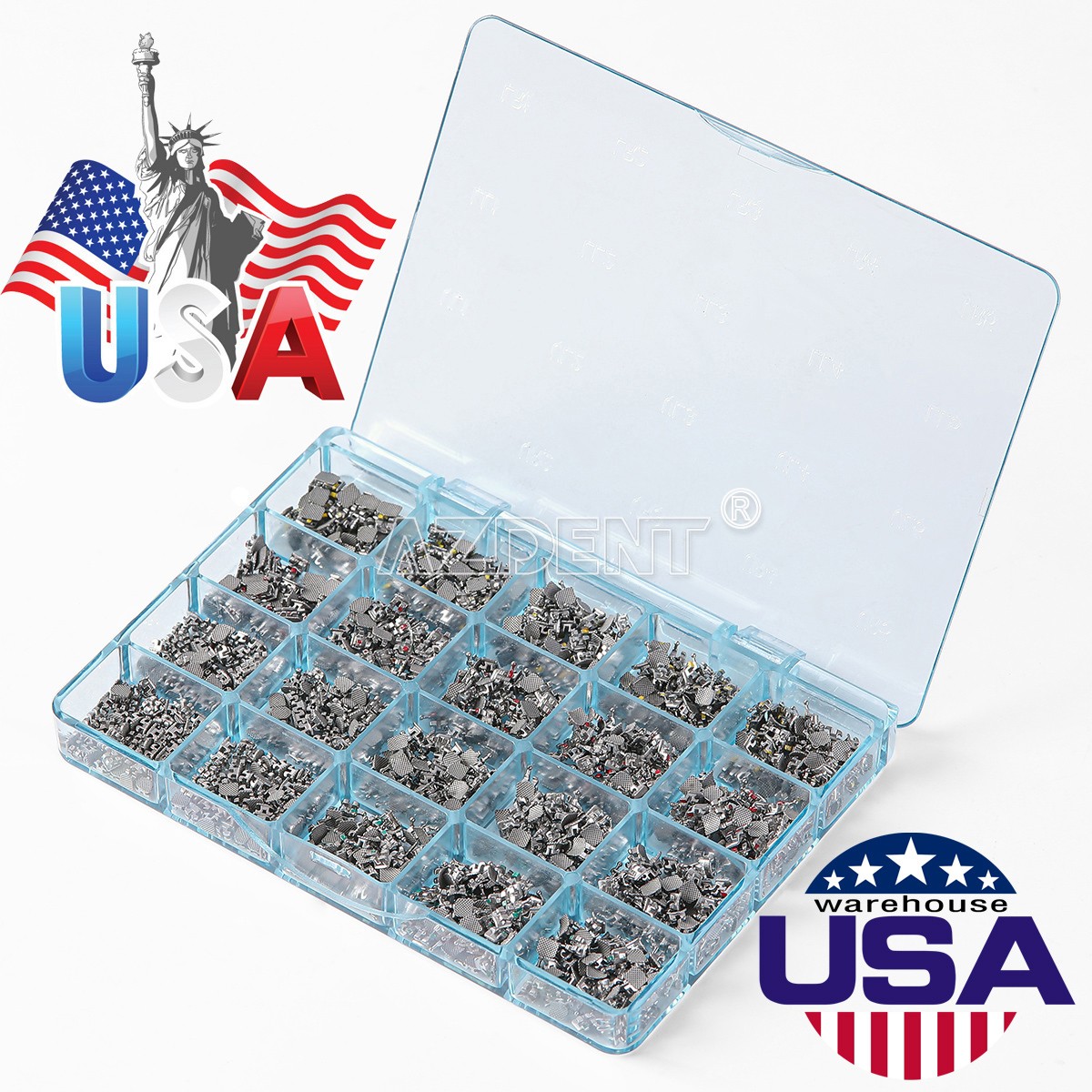 50 Sets AZDENT Dental Orthodontic MIM Monoblock Brackets Brace Roth.022 345 HOOK