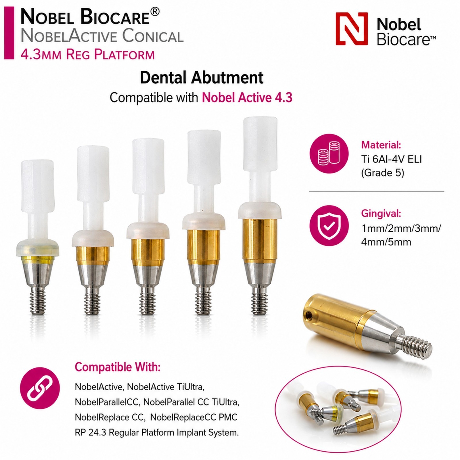 ZEST NOBEL Locator Abutment for Nobel Biocare Active Conical Connection NP & RP