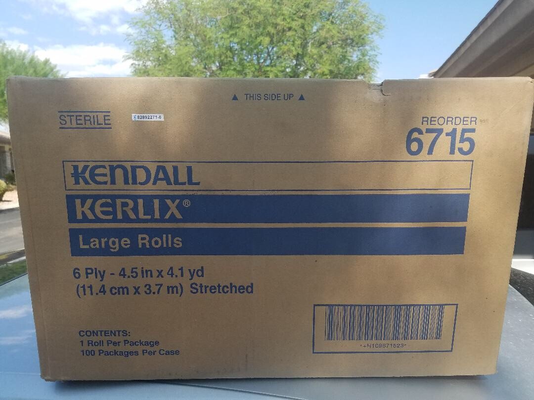Box Of 100 Kendall Kerlix 6715 Large Rolls 6 Ply 4.5in X 4.1 yd Stretched