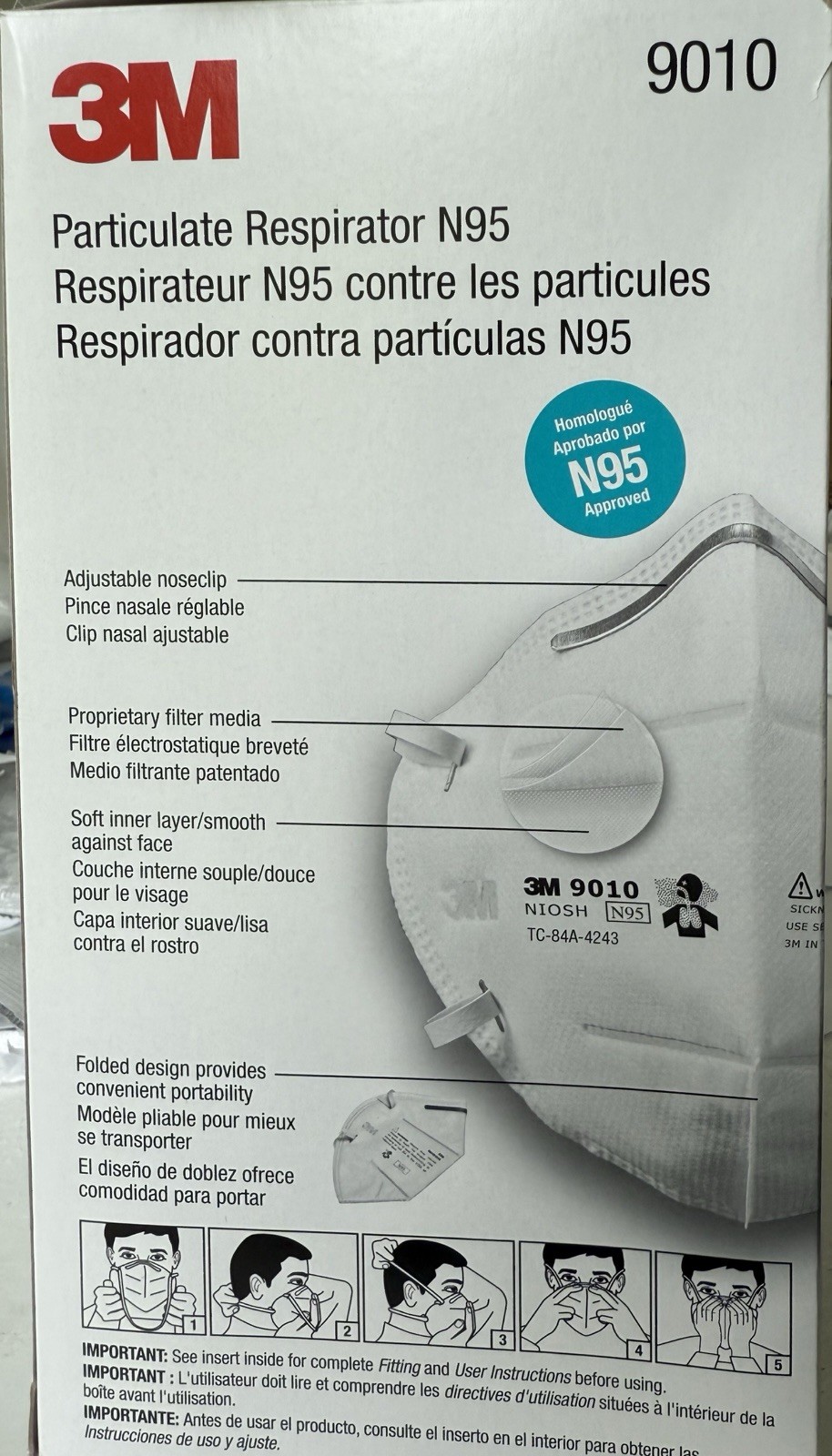 3M 9010 N95 Particulate Respirator Dust Mask – 50 Pieces