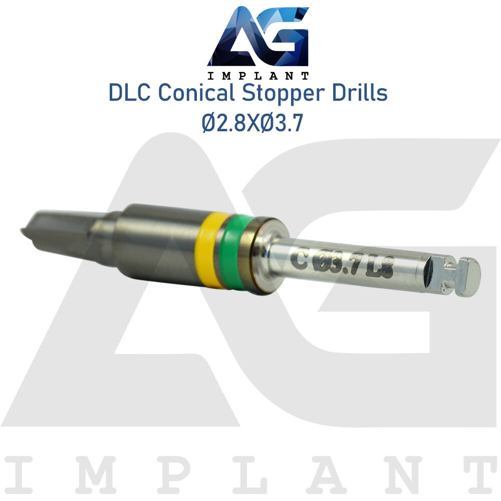 Ø2.8XØ3.7 Integral Stopper DLC Conical Drill External Irrigation Tool Carbon