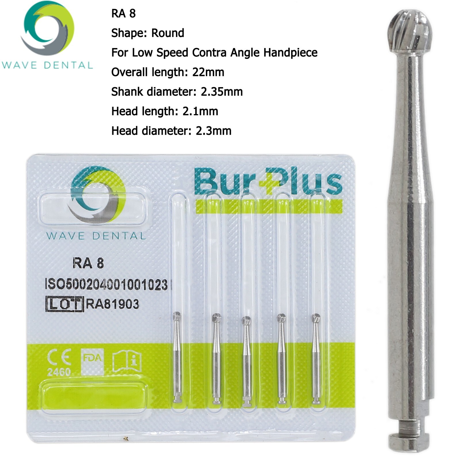 Wave Dental Carbide Round RA Burs Latch Surgical Length Bur RA SURG Contra Angle