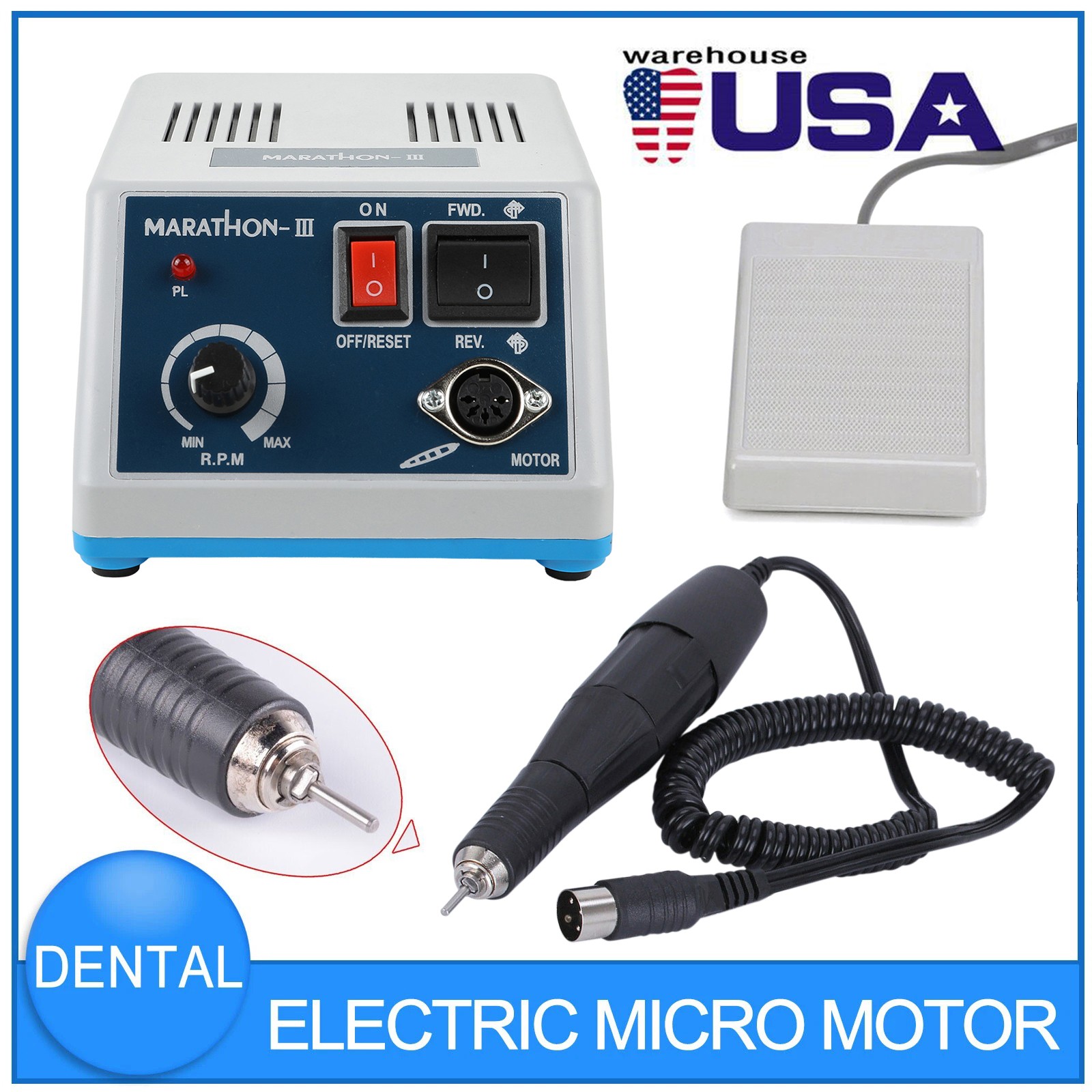 Dental Lab Marathon Electric Micromotor Polishing Unit / 35K rpm Motor Handpiece