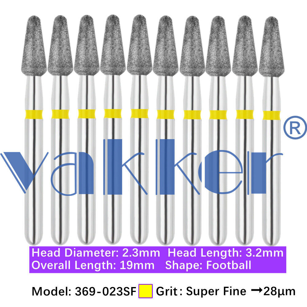 10pc/pk Diamond Burs Shape Football Diamond Bur Super Fine Medium Coarse