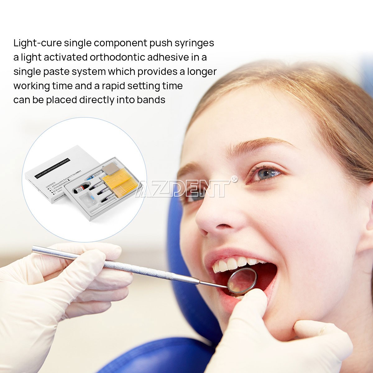 Dental Orthodontic Bonding System Adhesive paste Syringes Light Cure Brushes Kit