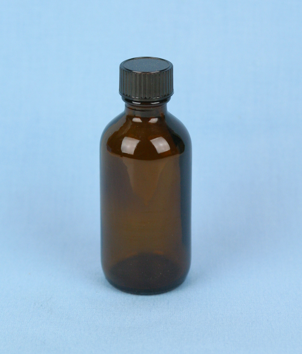 BOSTON ROUND AMBER SOLUTION BOTTLE w/ CAP 60 mL / 2 oz