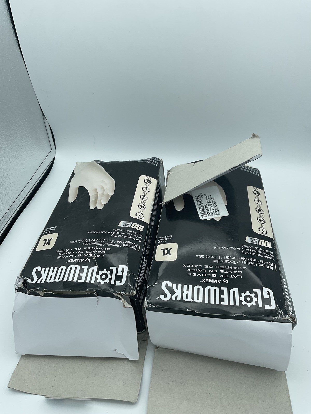 GLOVEWORKS by AMMEX XL Latex Gloves Powder Free Textured 2 Boxes 200 Total