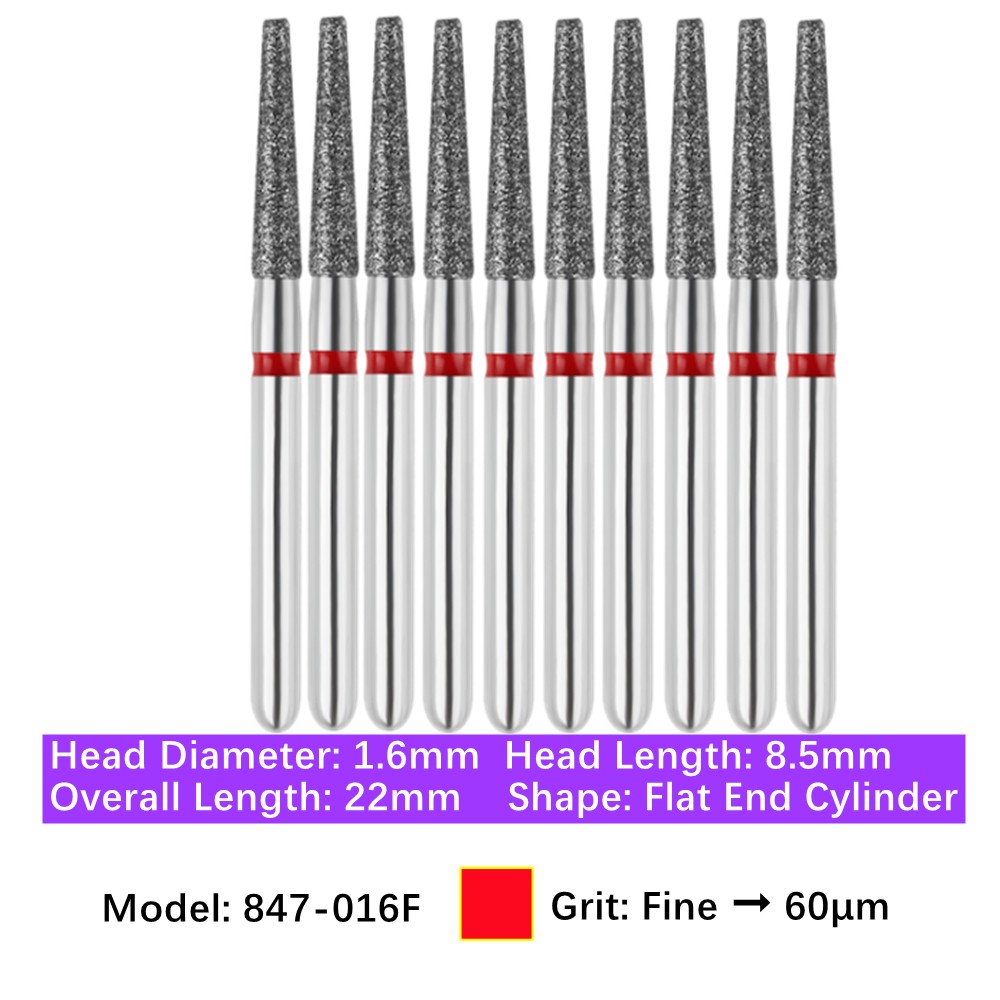 10/pk Vakker Dental Flat End Taper FG Diamond Burs 847-016F Fine Grit