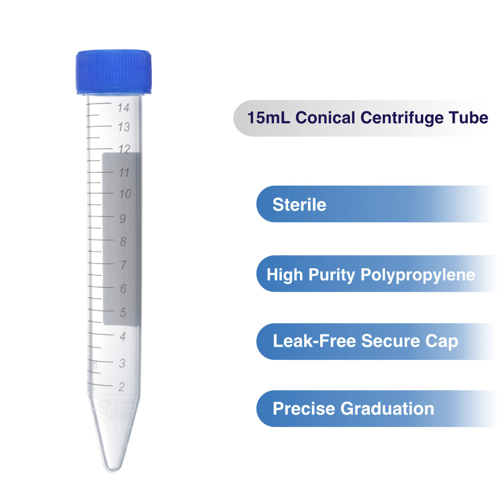 15mL Conical Centrifuge Tubes, Plastic Test Tube with Screw Caps