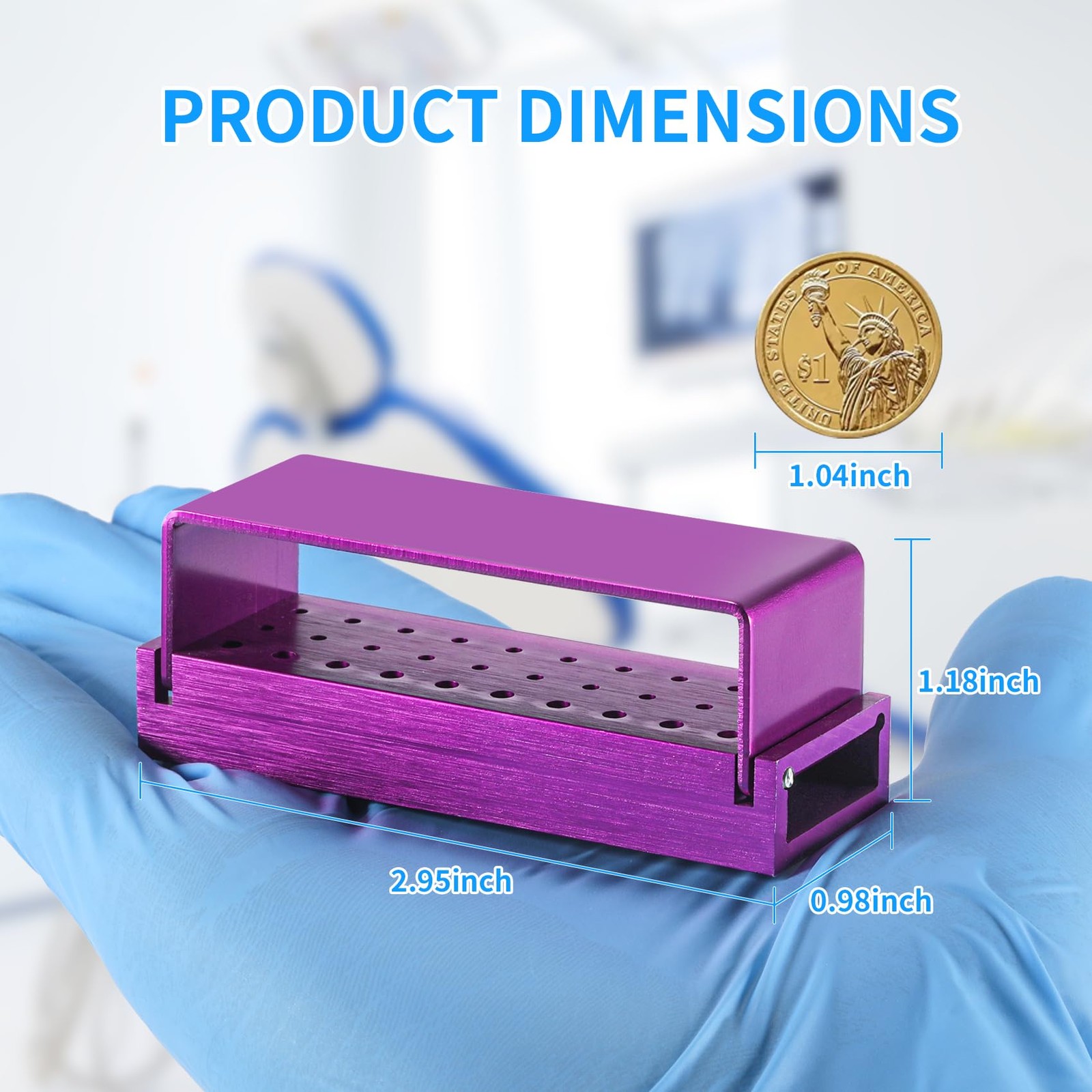 Annhua Dental Bur Blocks Aluminum Holders for Diamond Burs, silver