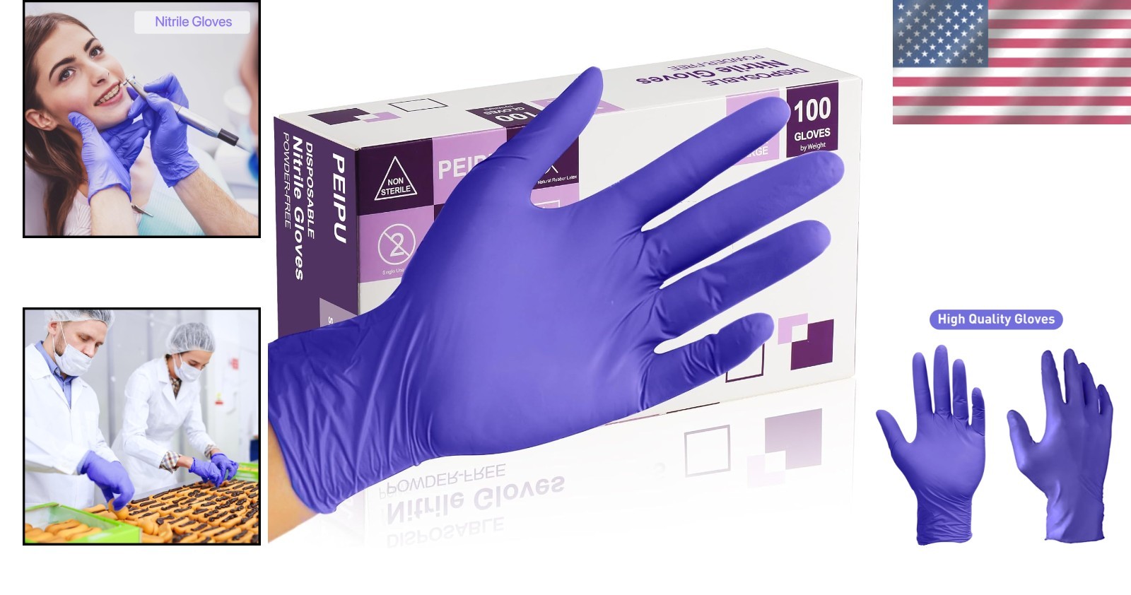 Ambidextrous PElPU Nitrile Gloves, 100 Count – Food Safe, Latex-Free Convenience