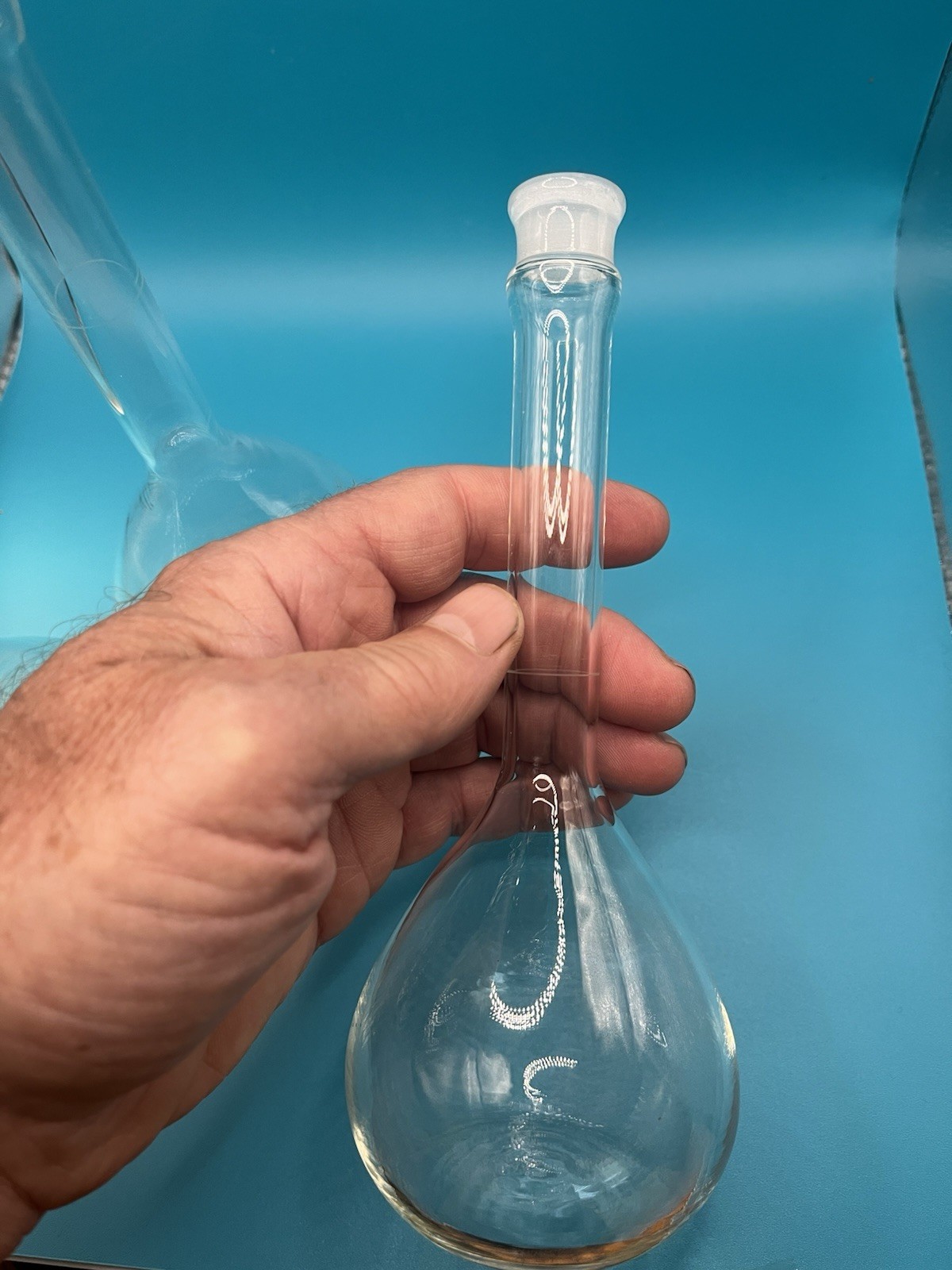 Lot 6 Volumetric Flasks sizes:10, 25, 50, 200, 250 mL Kimax Pyrex Fisherbrand