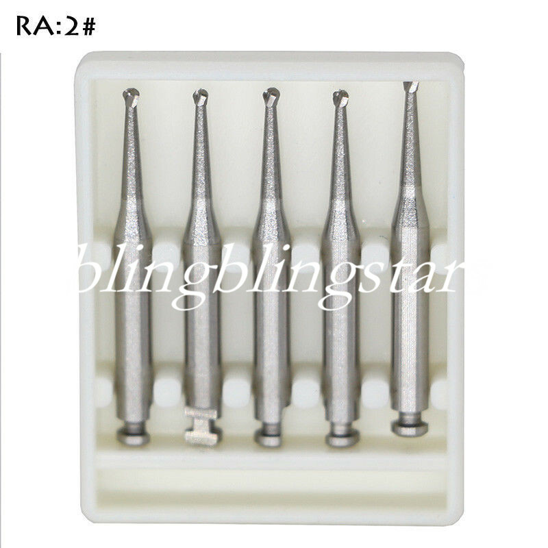 5 Pcs/Box Dental Carbide Bur Round for Slow Speed Latch Type RA#1-#8 Burs Angle