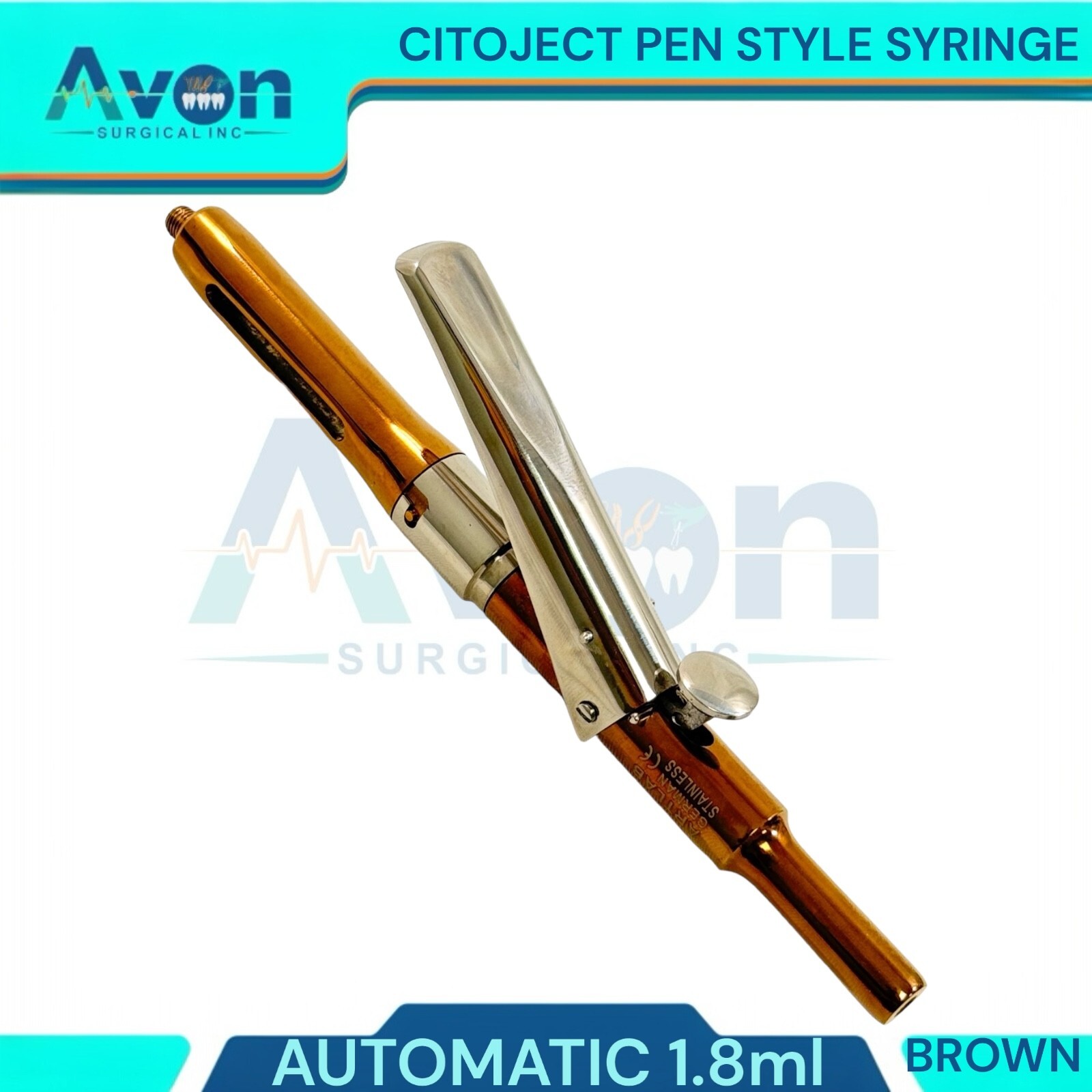 3PK Dental Anthestetic Pen Syringe 1.8mL, Multicolor+Brown+Blue, Stainless