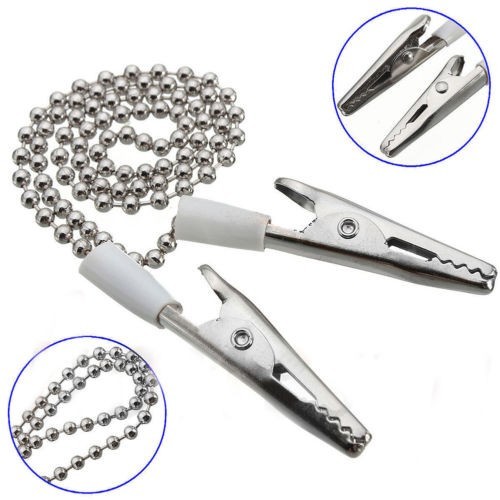10 Pcs Premium Dental Bibs Clip Napkin Holders Metal White Chain Crocodile