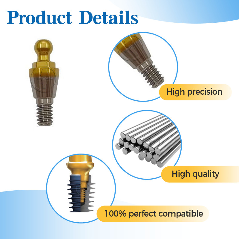 5 pcs Ball attachment abutment straight O-ring system for Hiossen Osstem M R