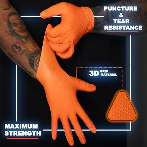 GENERIC DISPOSABLE NITRILE POWDER FREE RUBBER GLOVES, 100 PIECES. XL – ORANGE