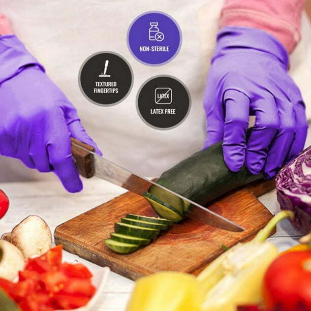 SafeWay Nitrile Disposable Exam Gloves, Ambidextrous Gloves, with Textured Tips