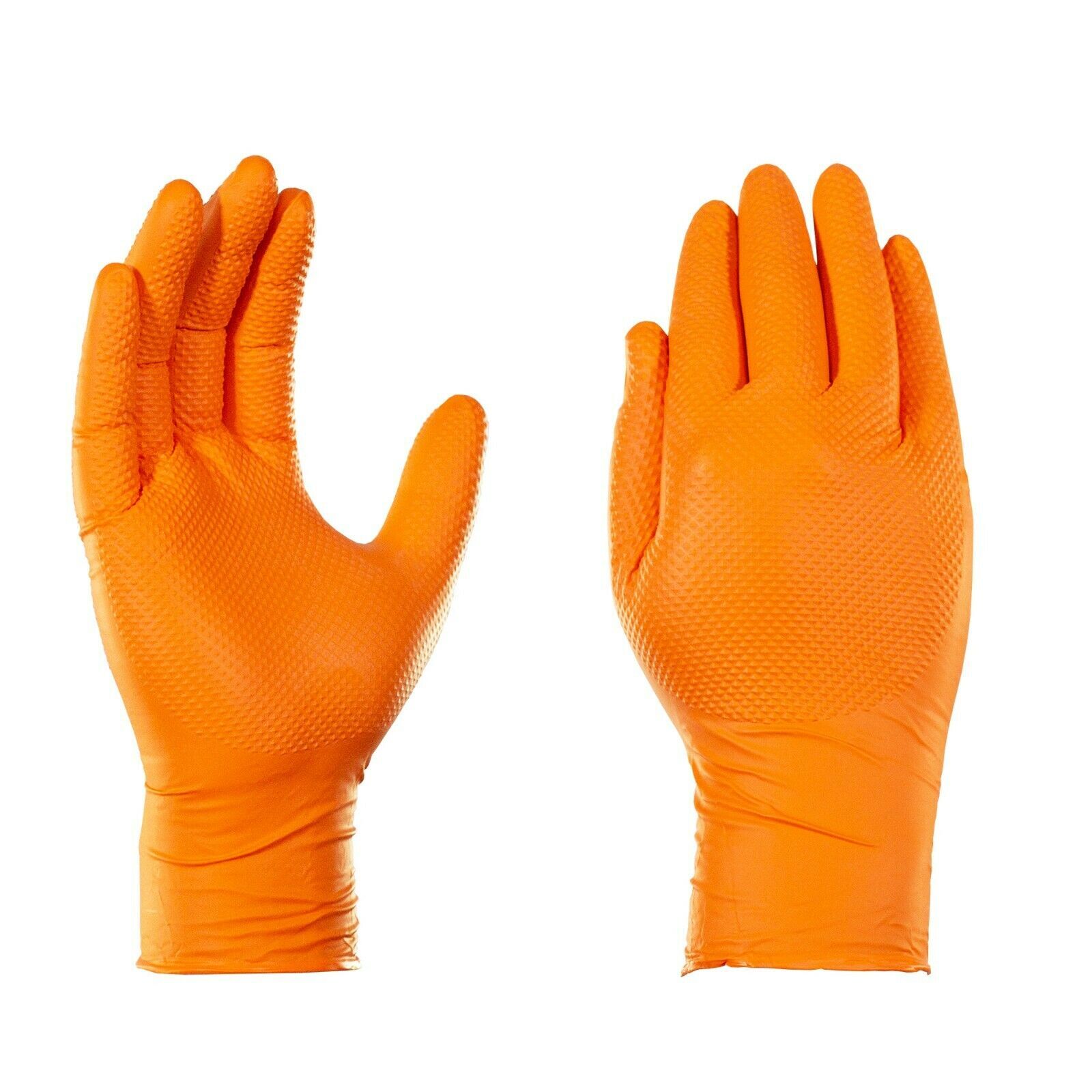 GLOVEWORKS HD Orange Nitrile Disposable Gloves 8 Mil Raised Diamond Texture 1000