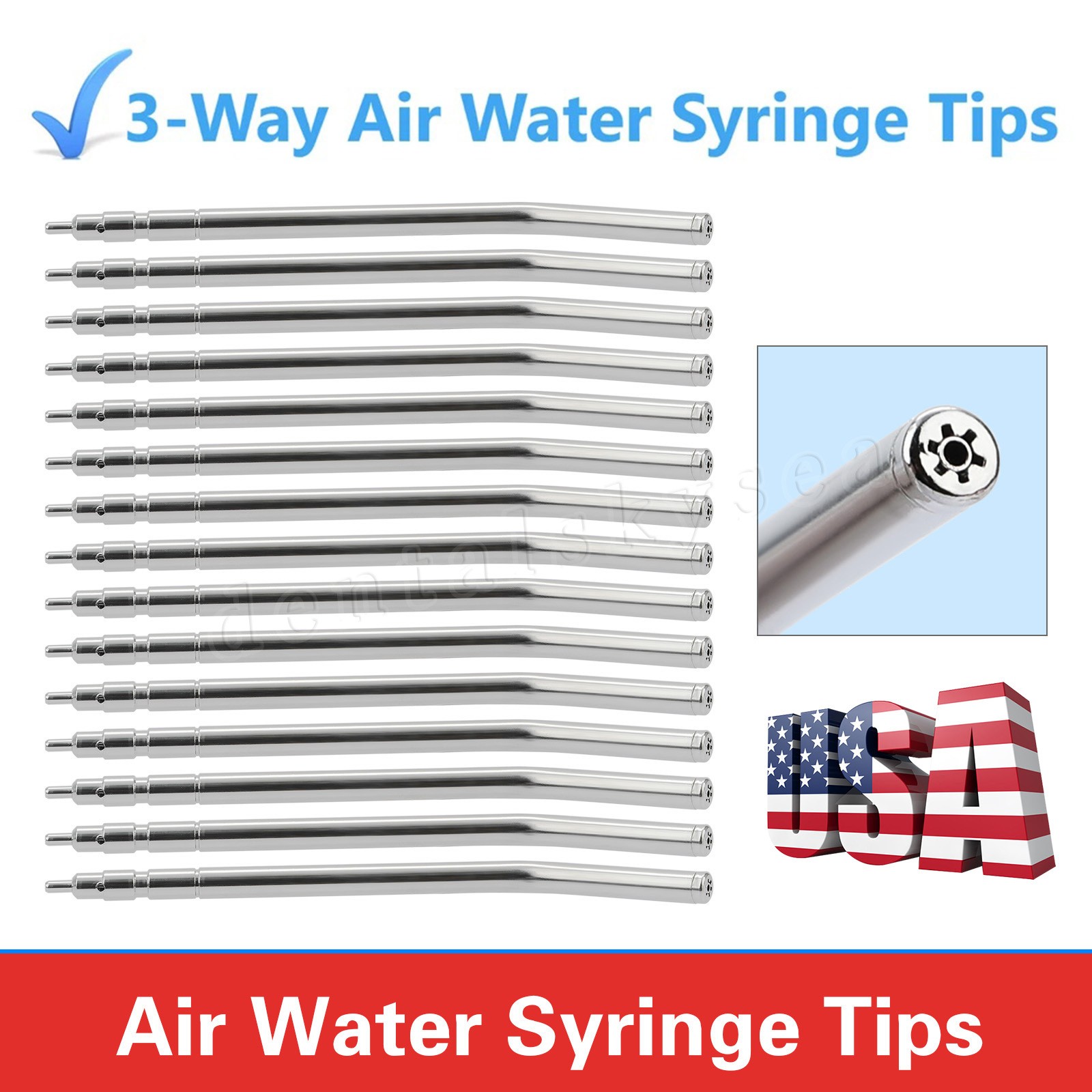 USA Dental 3 Way Air Water Spray Triple Syringe Handpiece / Nozzles Tips Tubes