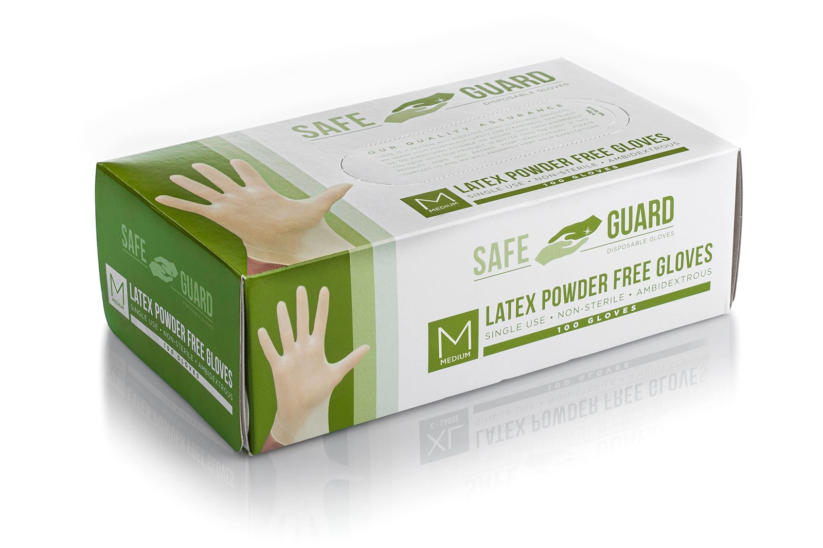 Safeguard unisex adult Latex Gloves, Box, Medium ,100 Count (Pack of 1)