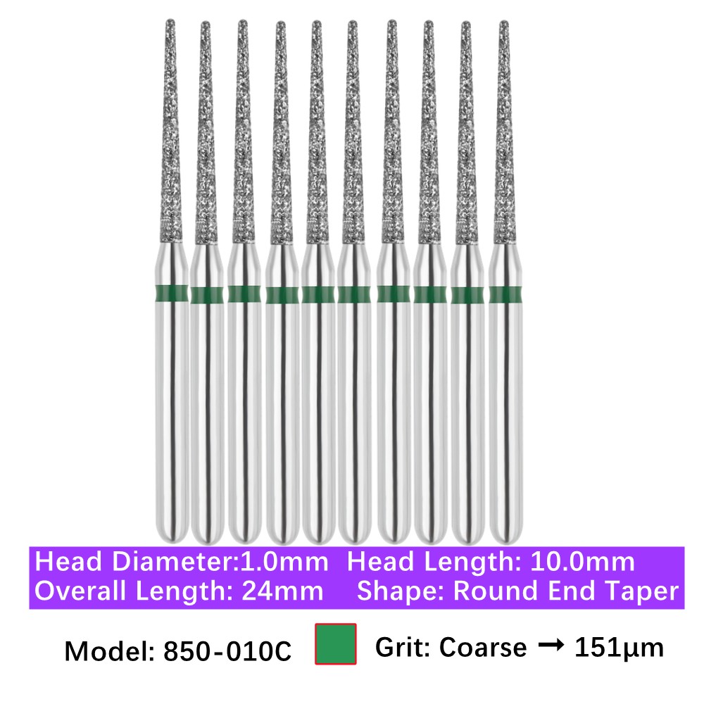 Vakker 10pc Dental Round End Taper FG Diamond Bur 850-010C Coarse Grit
