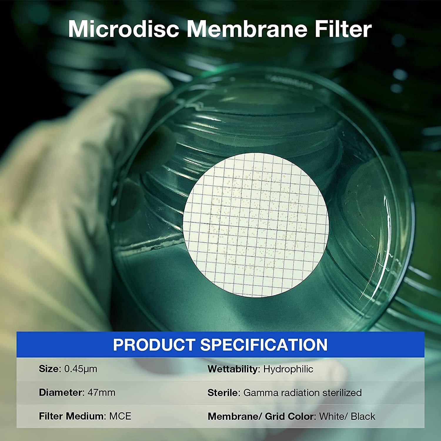 Mixed Cellulose Ester MCE Membrane Filter Grid,Hydrophobic 0.45µm 47mm,6000pcs
