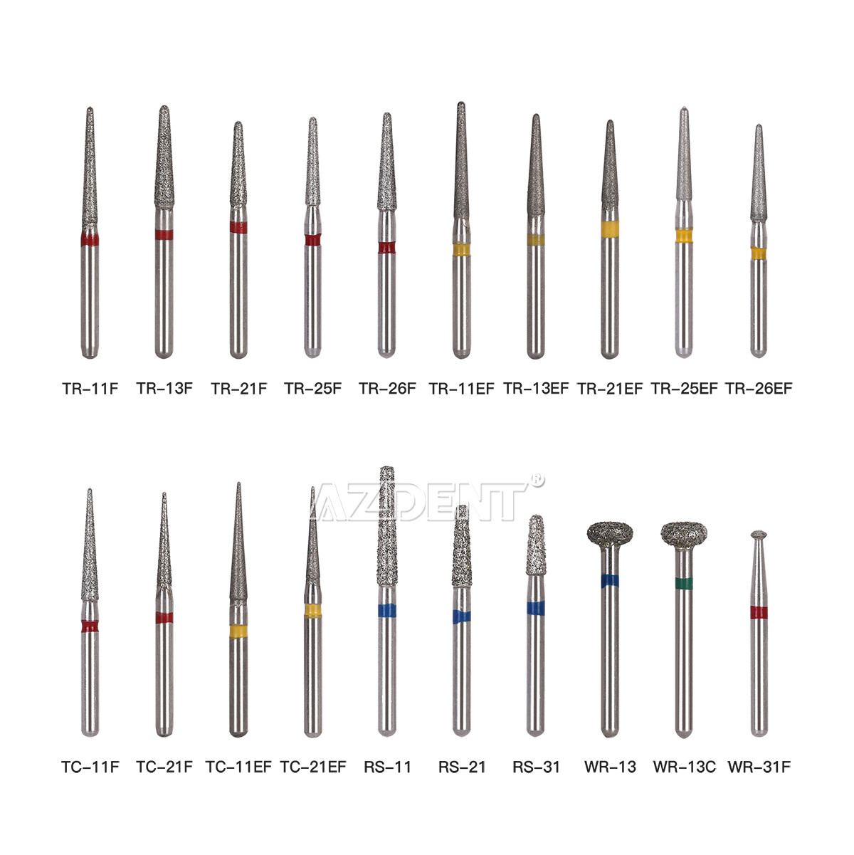 AZDENT Dental FG Diamond Burs Fit For High Speed Handpiece Friction Grip 1.6mm