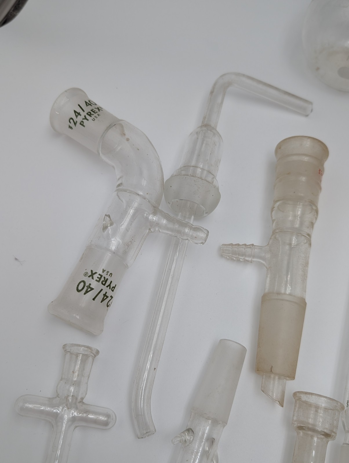 Lot of Vintage Laboratory Glassware 21pcs (Pyrex) Connectors + More