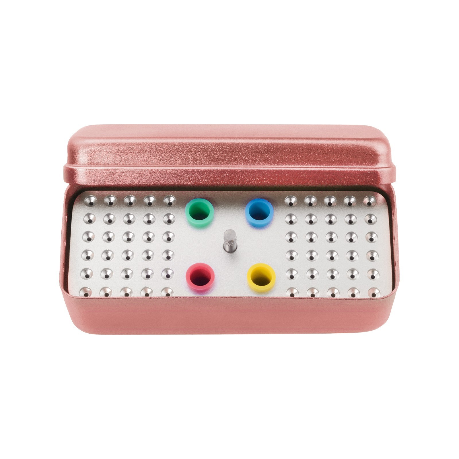 60 Holes Dental Disinfection Endo Files Holder Aluminum Box Autoclave Pink US