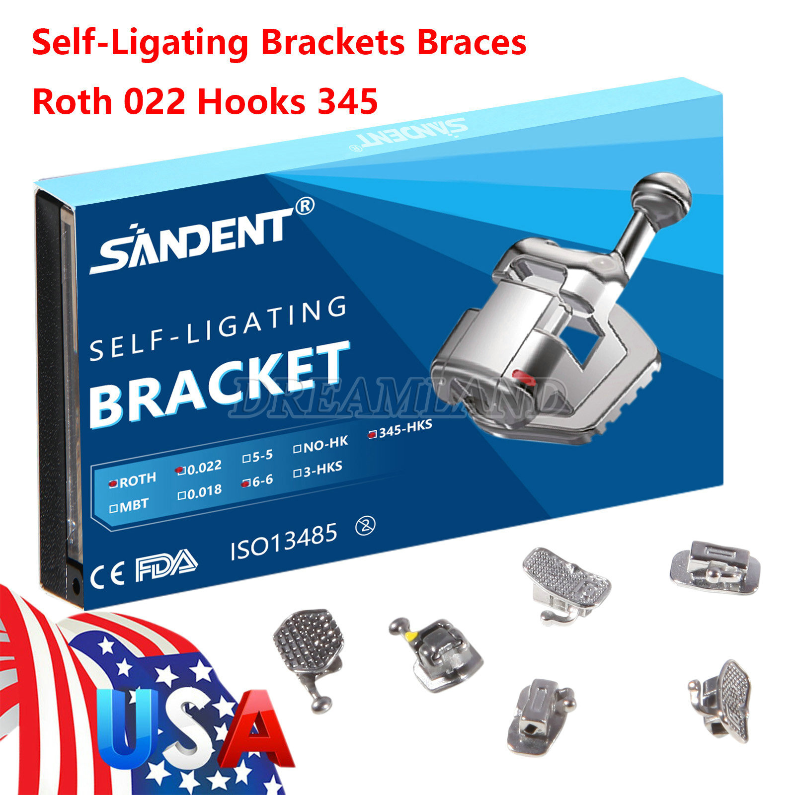 Dental orthodontic Self-ligating bracket Braces MINI ROTH.022 Hook 345