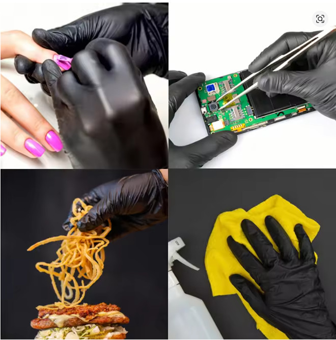 First Glove Black Industrial Disposable Nitrile Gloves 6 Mil Latex & Powder Free