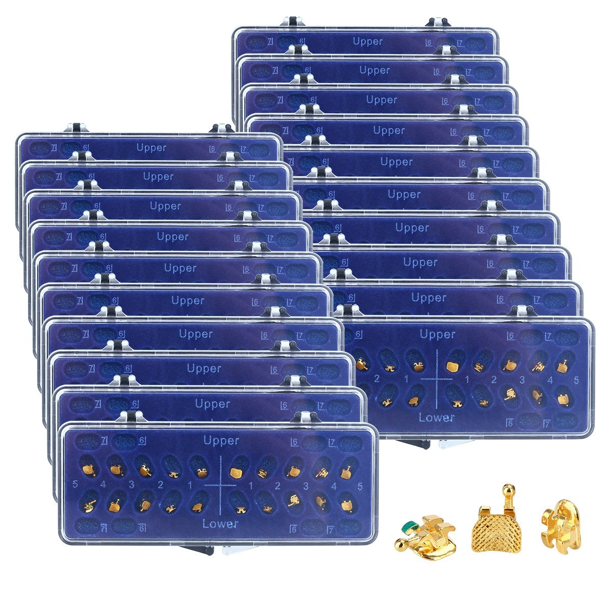 Dental Orthodontic Gold Brackets Mini Roth 022 Hooks 345 Brace AZDENT