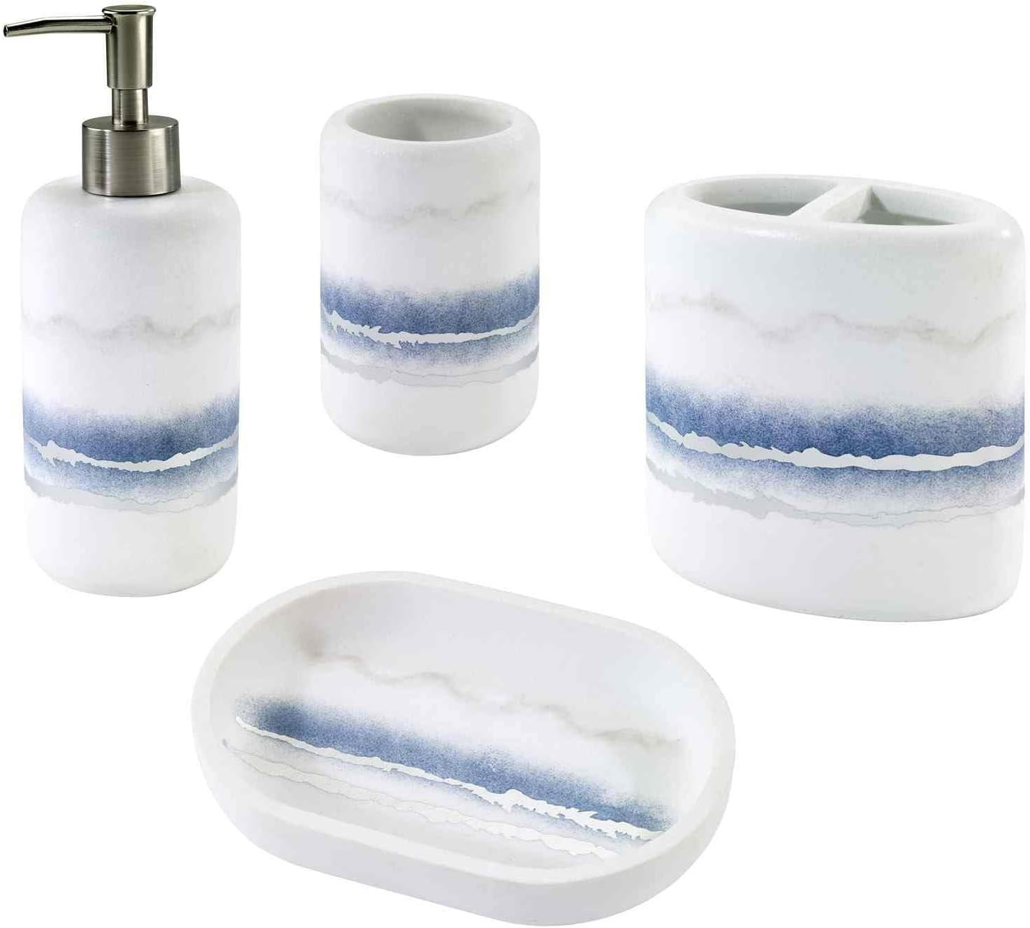 – Accessory Set, Resin Countertop Accessories, Marble Inspired Bathroom Essentia