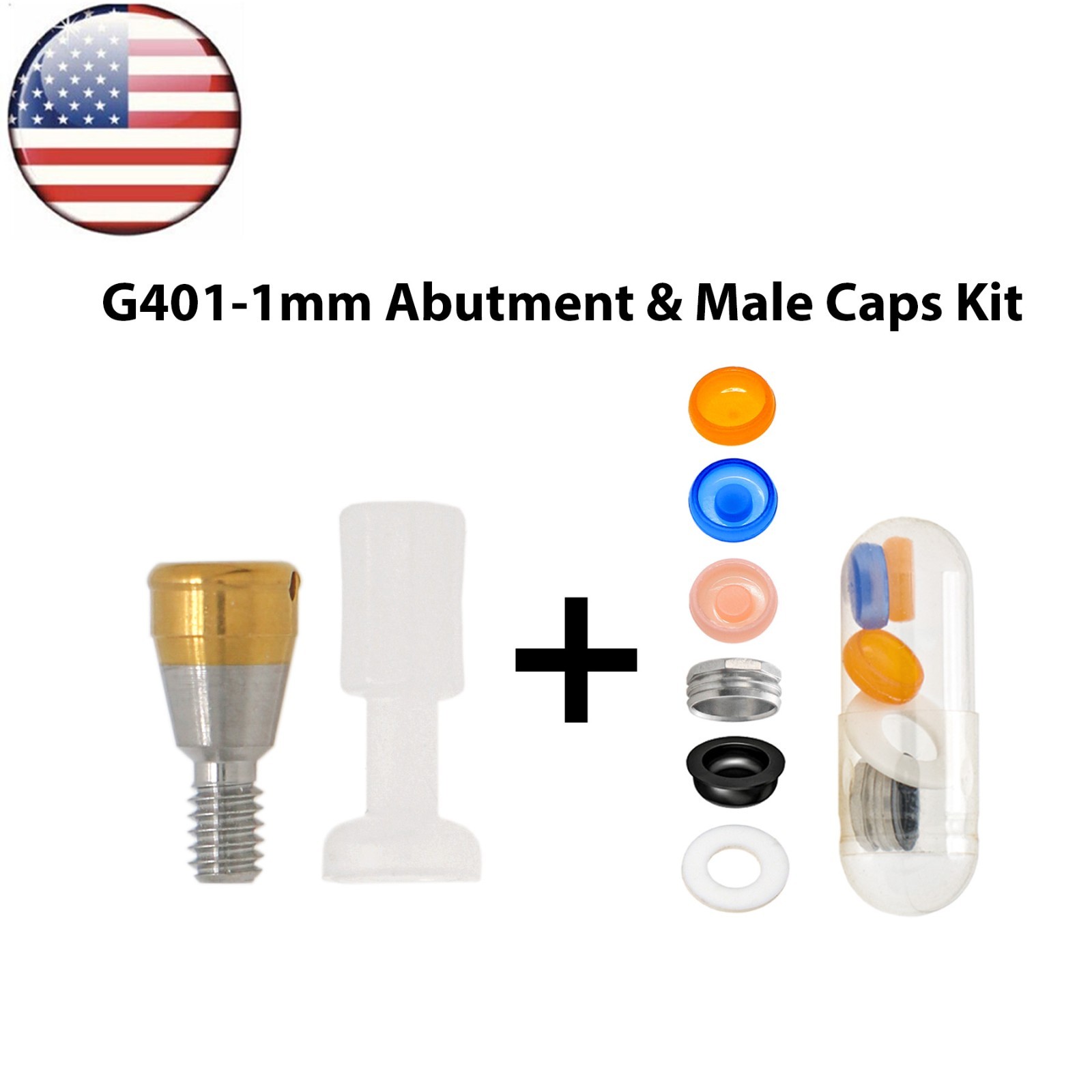 US Dental Overdenture Locator Abutment Regular & Male Caps For Hiossen Osstem ET