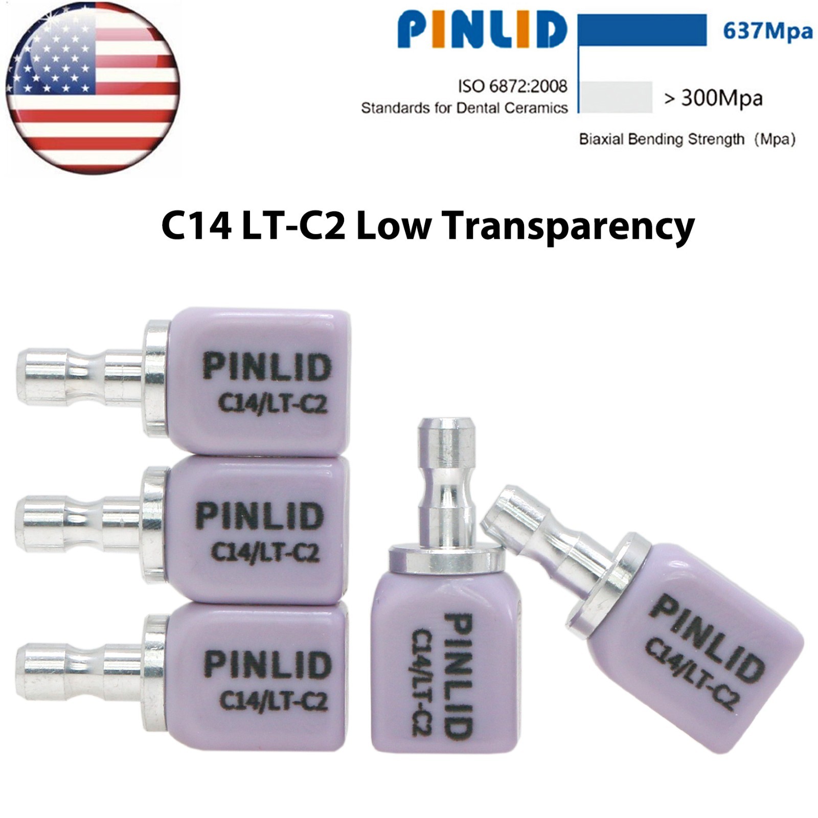 US C14 LT Low Transparency Glass Ceramic Blocks Lithium Disilicate CAD/CAM Cerec