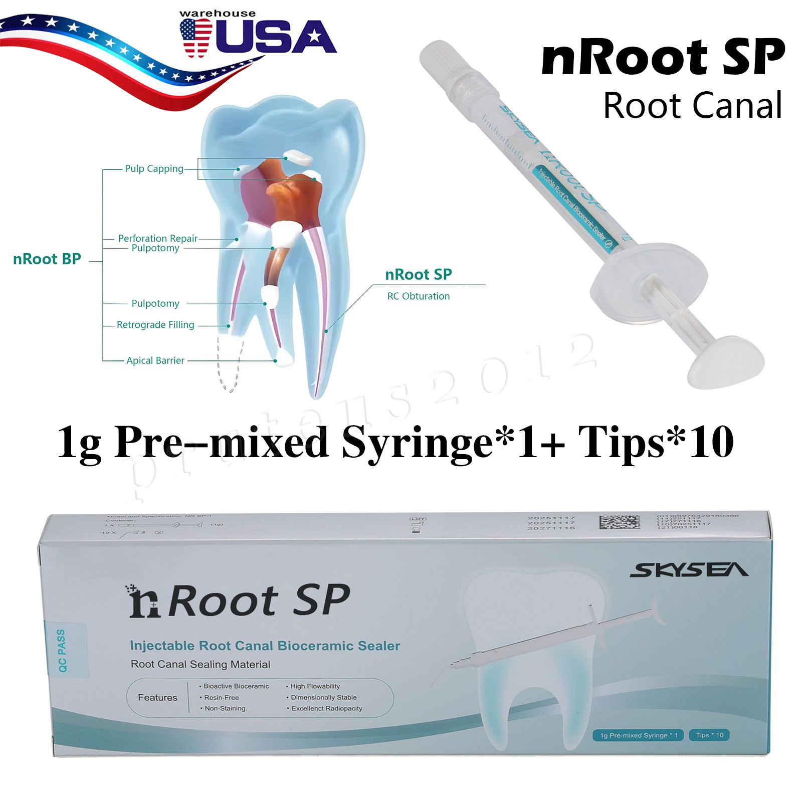 1g SP Dental Injectable Root Canal Bioceramic Sealer Endodontic Sealing Filling
