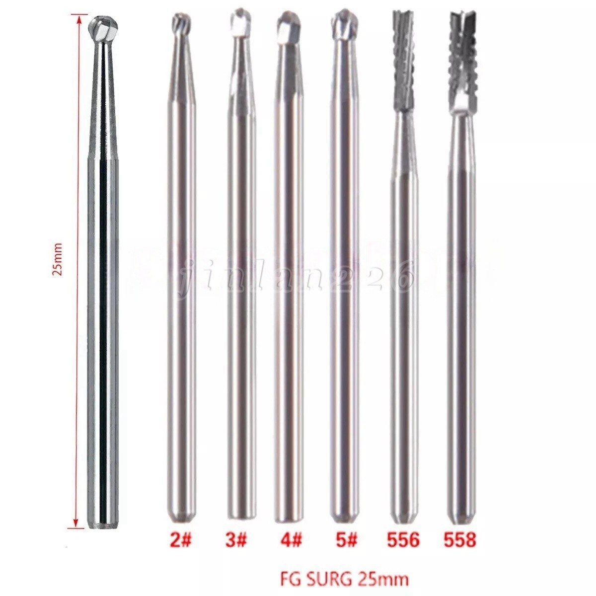 Dental Carbide Burs High Speed FG Taper Fissure 5pcs/pk
