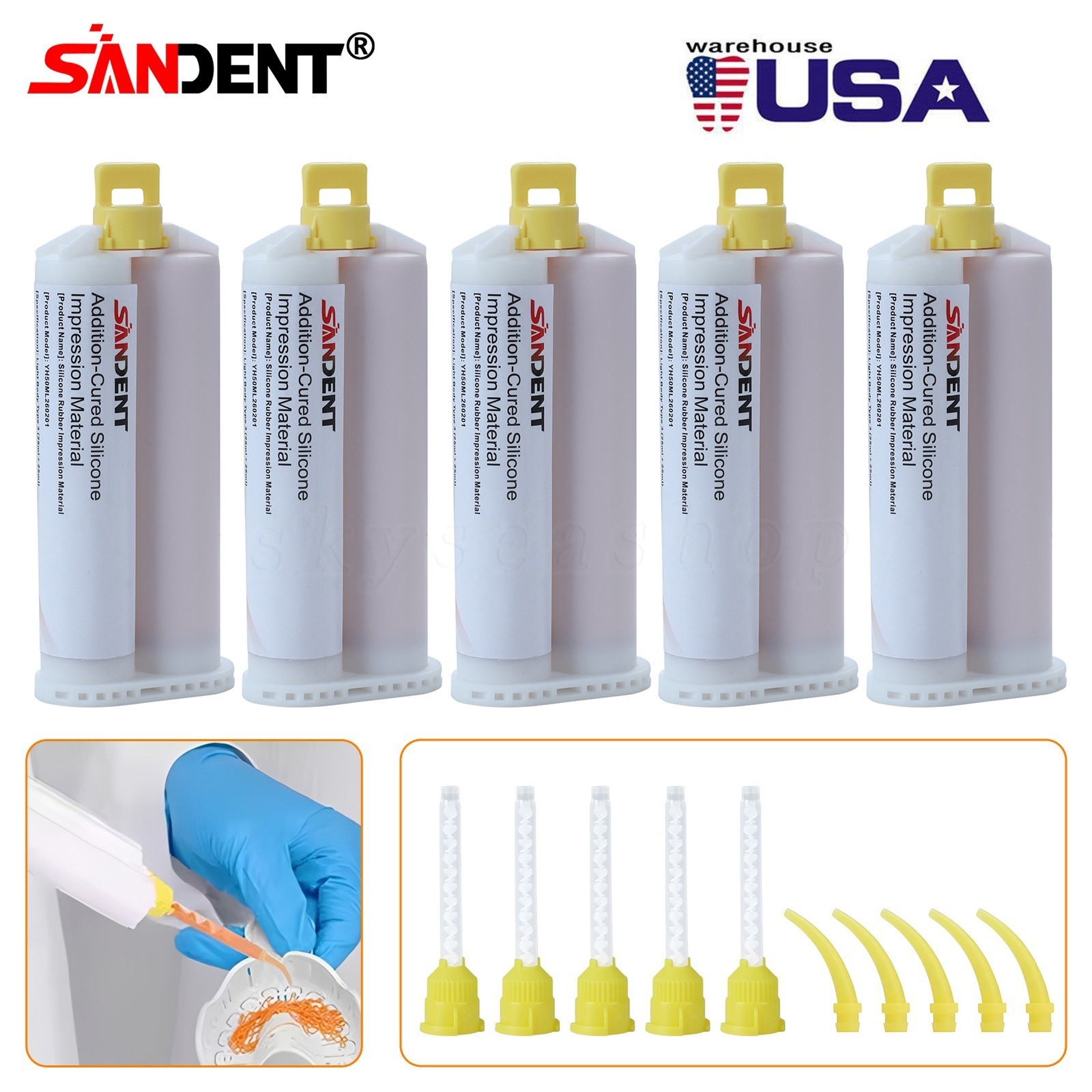 FAST SET Light Body Dental Impression Material VPS 50ml 5 Tips