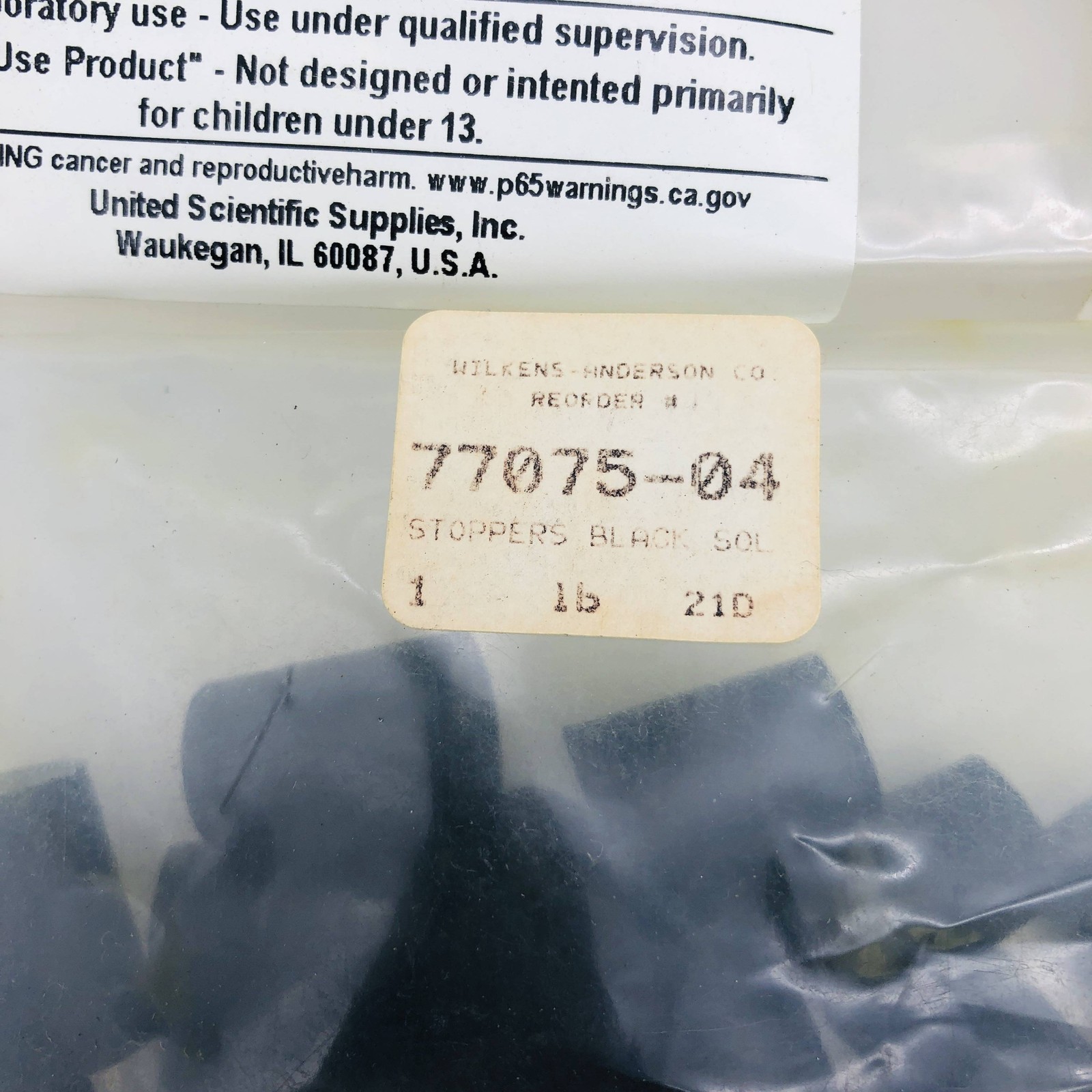 3lbs Wilkens Anderson 77075-04 Rubber Stopper Size 2 Black Solid 20mm TD 16mm BD